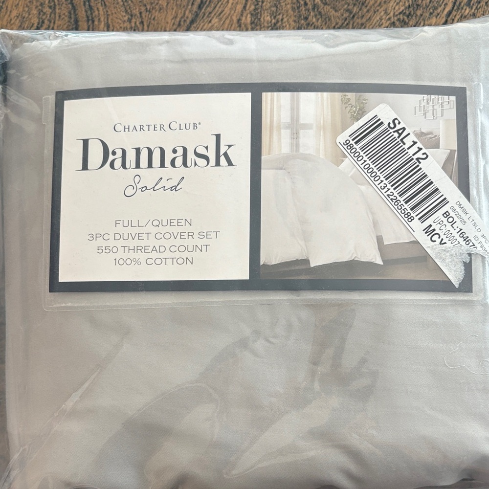 Charter Club Damask Solid Silver Duvet Cover Set
